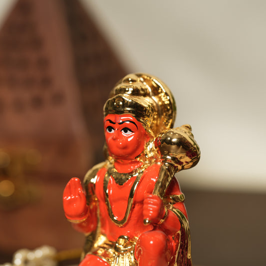 24K Gold-Plated Hanuman Idol - 3 Inches | Symbol of Strength, Devotion & Protection
