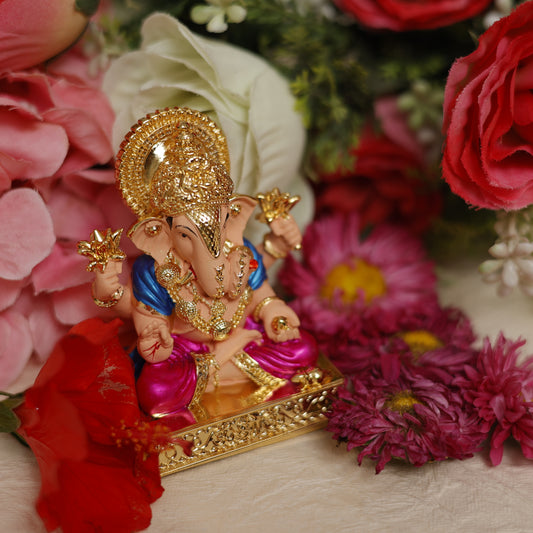 24K Gold-Plated Handcrafted Lord Ganesha Idol with Vibrant Colors | Symbol of Prosperity, Wisdom & New Beginnings
