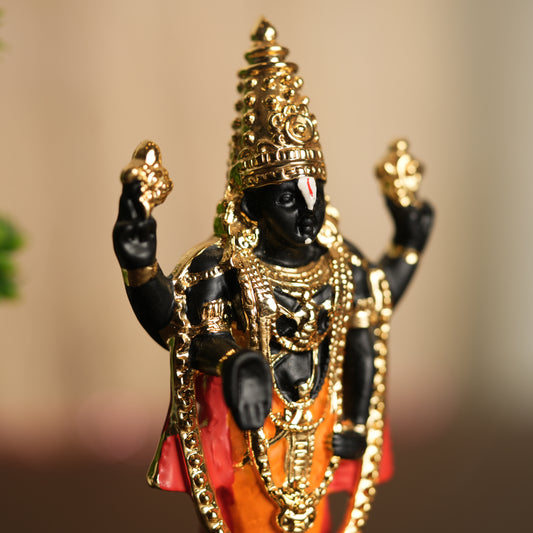 Balaji Idol – 24K Gold Plated | 5 Inches Tall | Divine Venkateswara Statue for Pooja Rooms