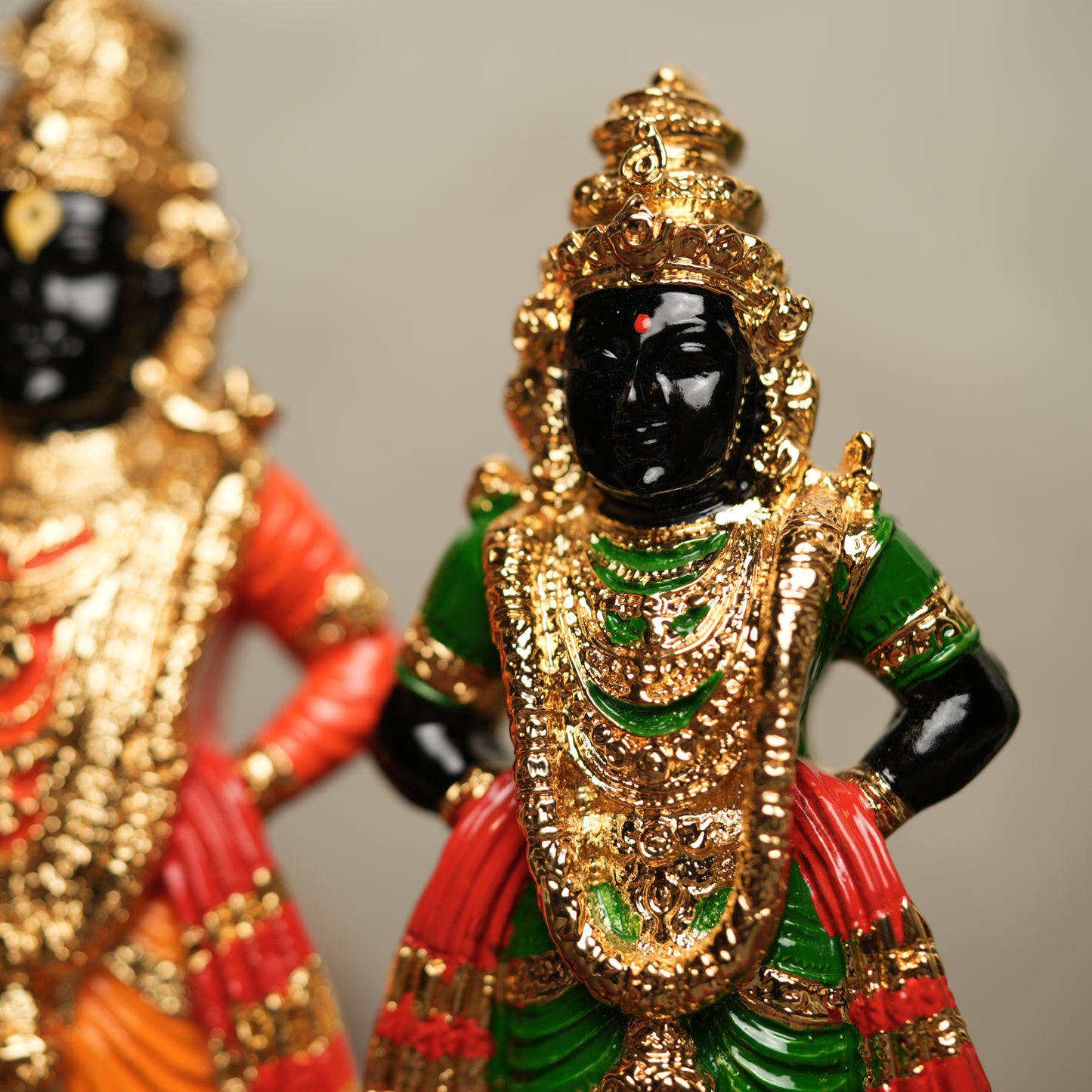 Vithoba-Rakhumai Murti Set with Gold Finish – 6 Inches