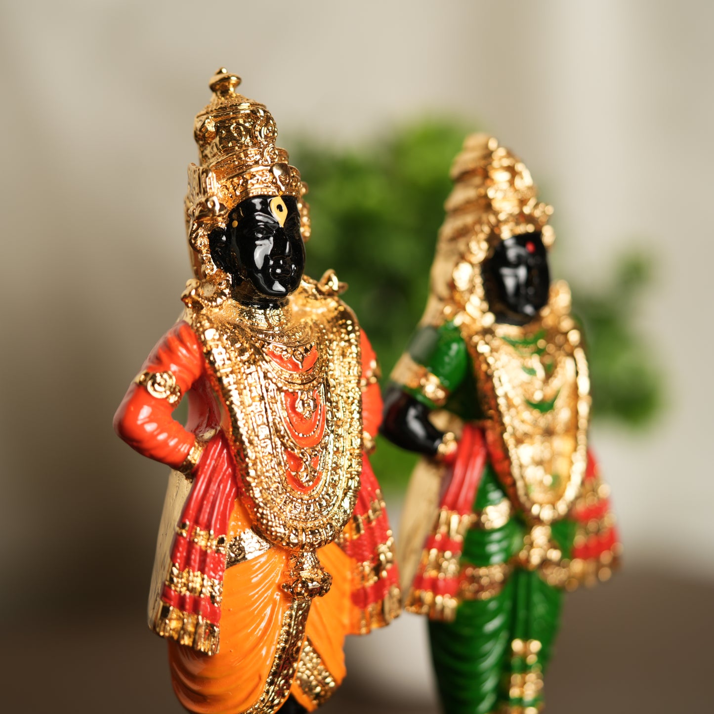 Vithoba-Rakhumai Murti Set with Gold Finish – 6 Inches
