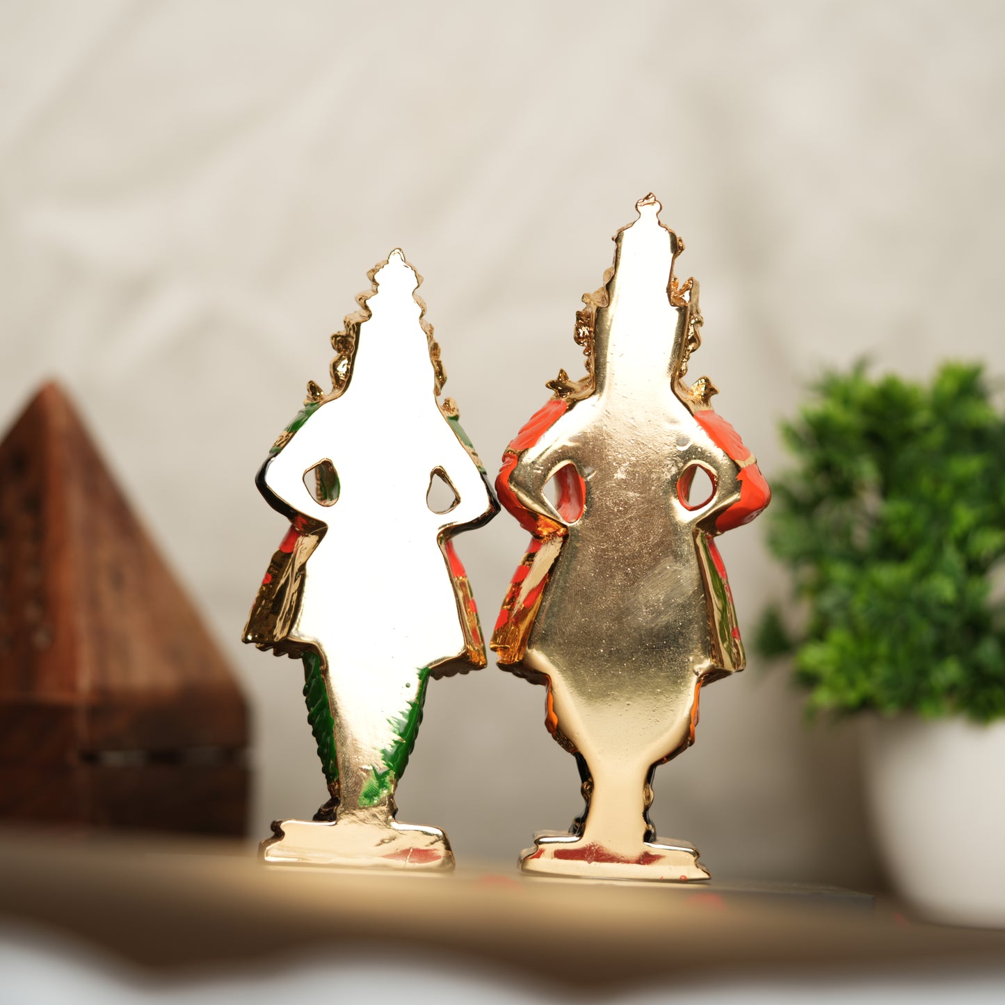 Vithoba-Rakhumai Murti Set with Gold Finish – 6 Inches | Divine Blessings of Devotion & Protection