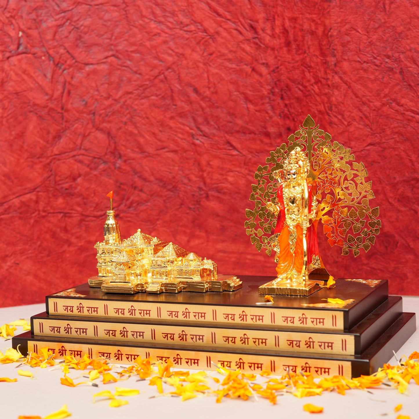 Divine Ram Darbar Gold - Plated Idol with Temple Set
