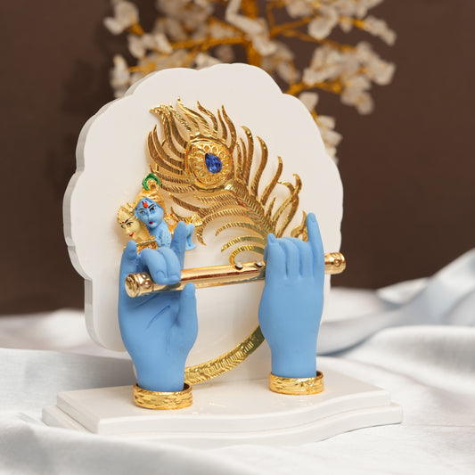 Krishna Playing Flute Decorative Piece | 24K Gold-Plated Sculpture for Home & Spiritual Spaces