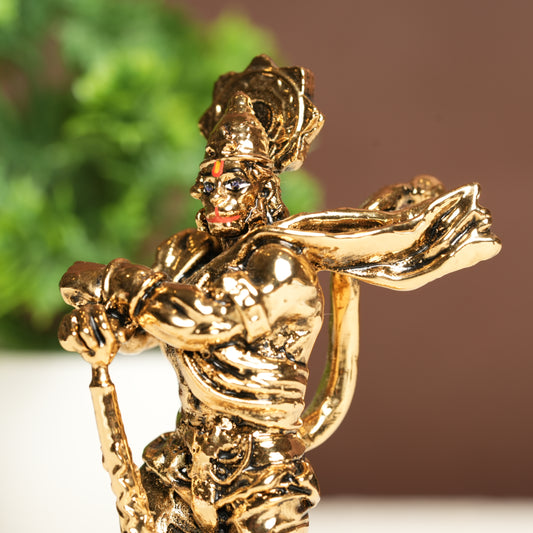 24K Gold Plated Standing Hanuman Idol | Symbol of Strength, Devotion & Courage for Home Altar & Gifting