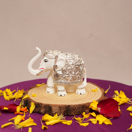 Exclusive Silver-Plated Royal Elephant Figurine - Silver and White