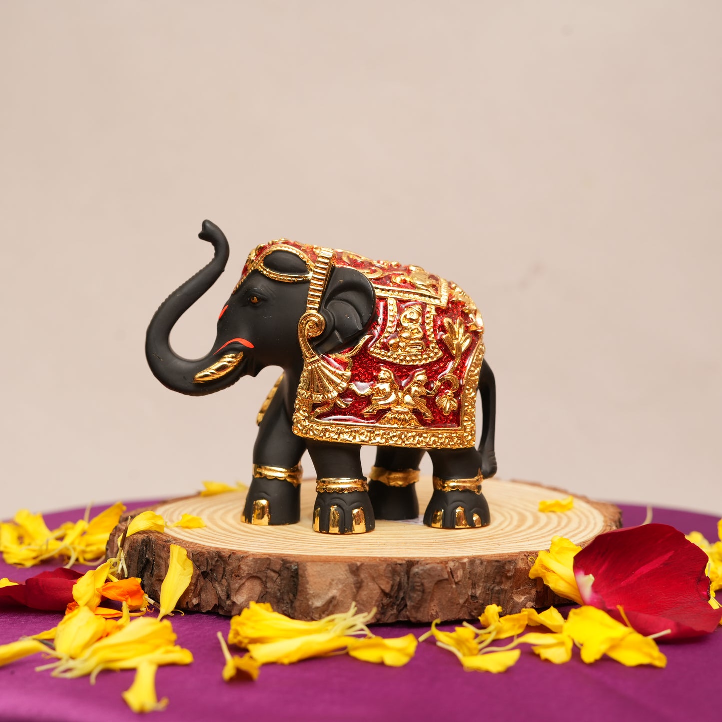 Exclusive Black, Red and Gold-Plated Royal Elephant Figurine
