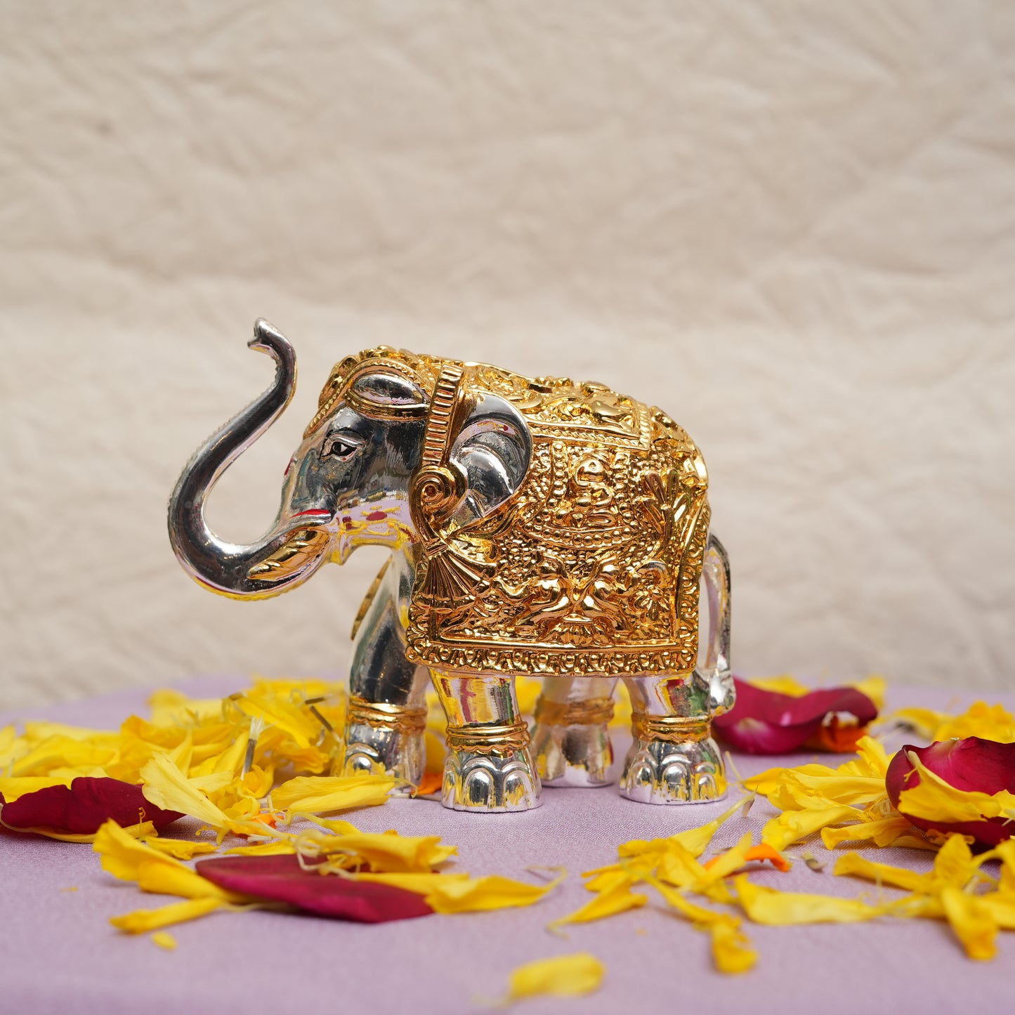 Exclusive Two-Tone Silver and Gold-Plated Royal Elephant Figurine | Handcrafted Luxury Decor Piece