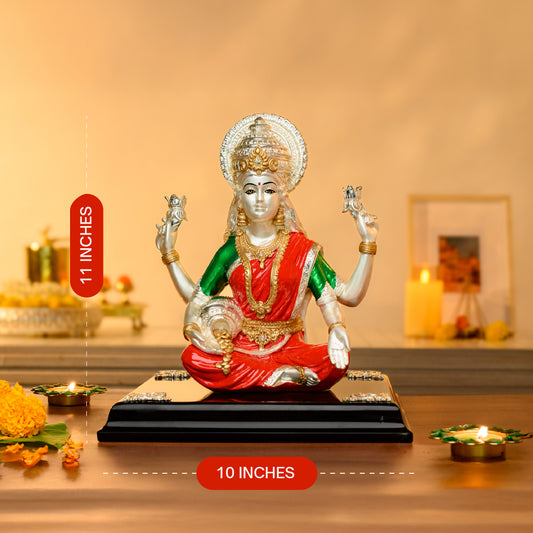 Lakshmi Idol in 999 Silver & 24K Gold | Seated on Lotus with Kalash & Sacred Lotuses | Pooja & Vastu Decor