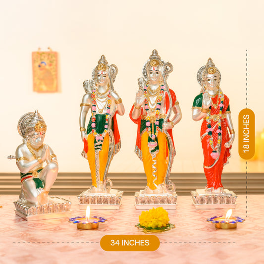 Ram Darbar Murti Set in 24K Gold & 999 Silver | Panchdhatu-Inspired Matte Finish for Mandirs & Ceremonial Gifting
