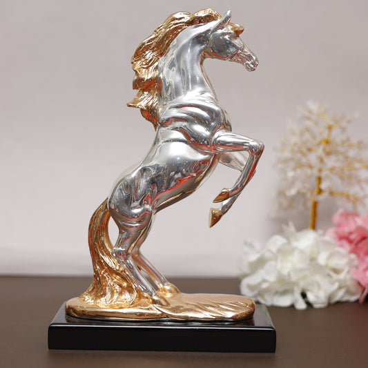 Rearing Horse Statue with 999 Silver and 24K Gold Plating