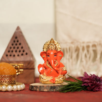 Divine Mini 24K Gold-Plated Lord Ganesha Idol - 2.5 Inches | Symbol of Prosperity & Wisdom for Home Décor