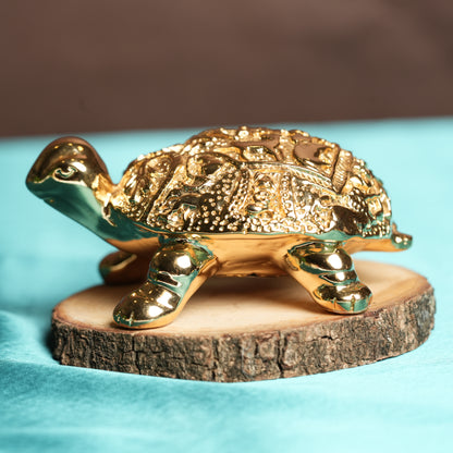 24K Gold-Plated Tortoise - 5 Inch for Longevity, Stability & Prosperity in Feng Shui & Home Décor