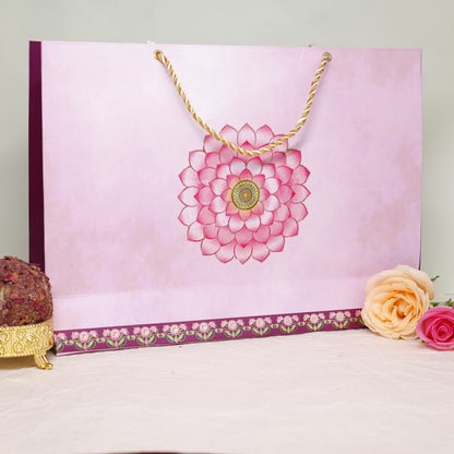 Lotus Themed Gold Foil Paper Bags