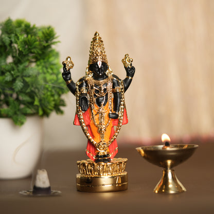 5 Inches Tall Balaji Idol with 24K Gold Plating for Spiritual Spaces and Pooja Rooms