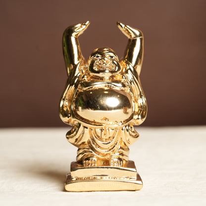Golden Laughing Buddha Figurine - 4 Inches | Symbol of Prosperity, Wealth & Happiness