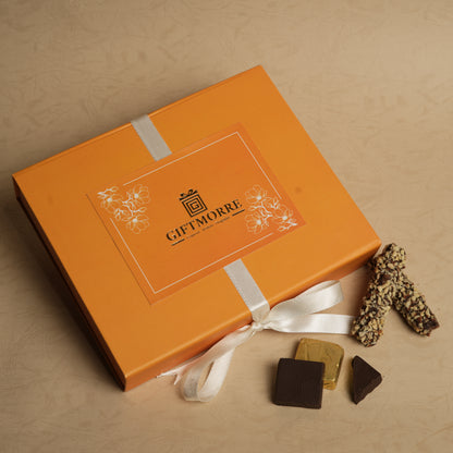 Premium Almond Delight Box by GiftMorre | 8 Almond Rocks + 5 Almond Roca | Chocolate Nut Gift Set