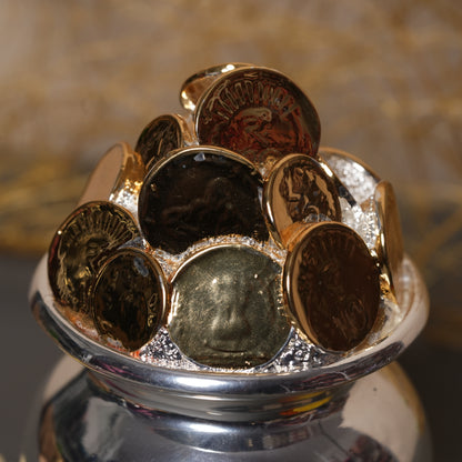 Two-Tone Silver Money Ghada - 7 Inches | Symbol of Prosperity & Abundance with 24K Gold-Plated Coins