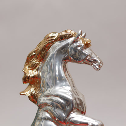 Rearing Horse Statue with 999 Silver & 24K Gold Plating | Symbol of Strength, Freedom & Elegance