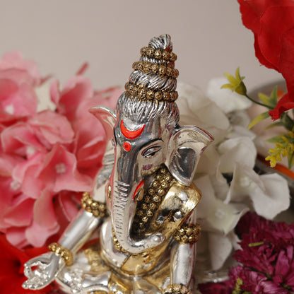 999 Silver-Plated Handcrafted Lord Ganesha Idol | Symbol of Peace, Prosperity & Divine Blessings