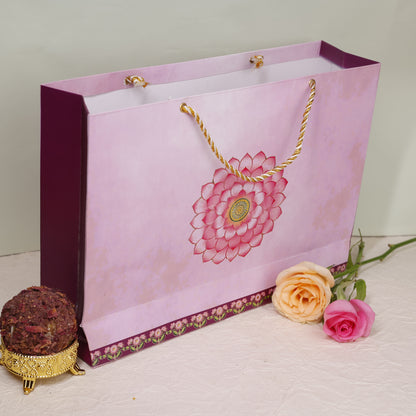 Lotus Themed Gold Foil Paper Bags