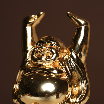 Golden Laughing Buddha Figurine - 4 Inches | Symbol of Prosperity, Wealth & Happiness