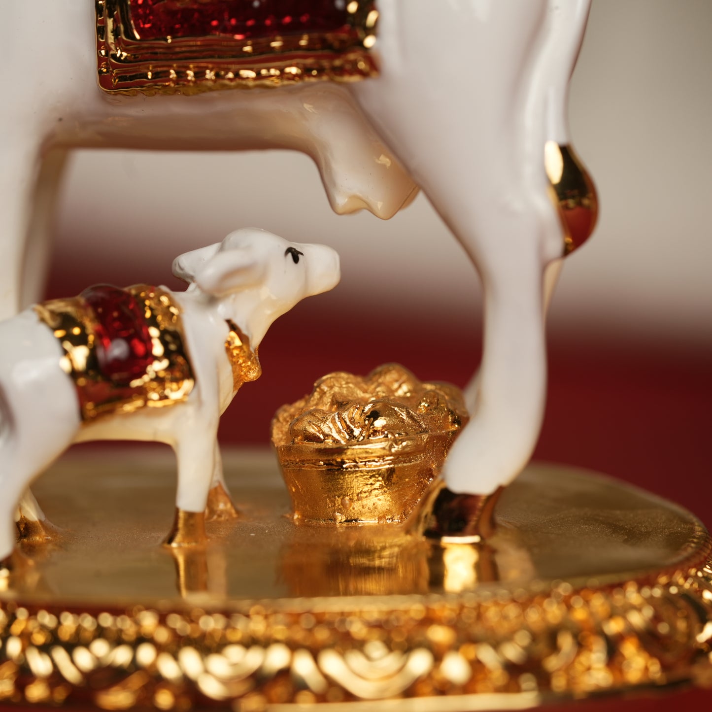 Kamadhenu Cow and Calf Figurine - 4 Inches | Divine Symbol of Prosperity, Nourishment & Maternal Care