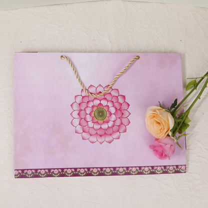 Lotus Themed Gold Foil Paper Bags