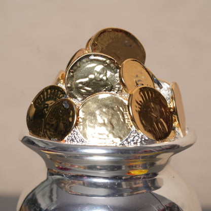 Two-Tone Silver Money Ghada - 7 Inches | Symbol of Prosperity & Abundance with 24K Gold-Plated Coins