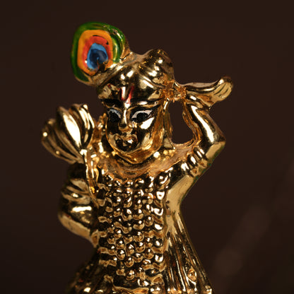 Divine 24K Gold-Plated Govardhan Krishna Idol - 2 Inch | Symbol of Protection & Divine Love