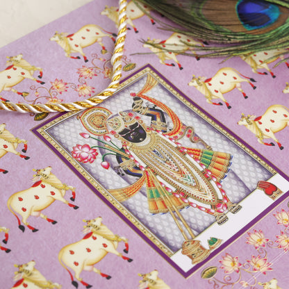 Pichwai Themed Gold Foil Paper Bags