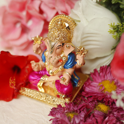 24K Gold-Plated Handcrafted Lord Ganesha Idol with Vibrant Colors | Symbol of Prosperity, Wisdom & New Beginnings