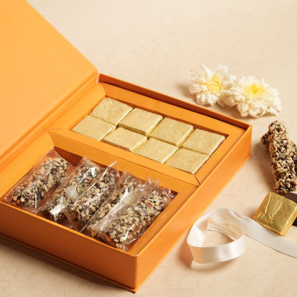 Premium Almond Delight Box by GiftMorre | 8 Almond Rocks + 5 Almond Roca | Chocolate Nut Gift Set