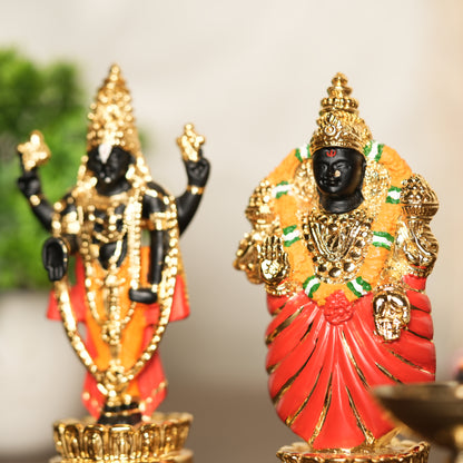 Balaji and Padmavati Idol Set – 4 Inches | 24K Gold Plated Divine Pair for Home Altar & Gifting