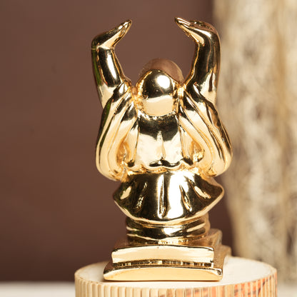 Golden Laughing Buddha Figurine - 4 Inches | Symbol of Prosperity, Wealth & Happiness