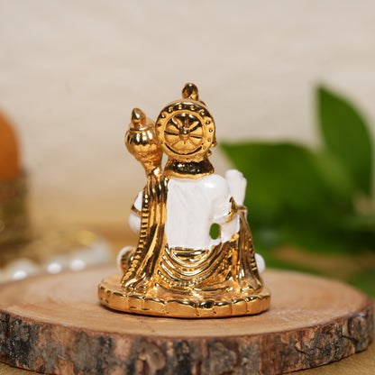 Sacred Hanuman Idol with 24K Gold & White Finish | 2 Inch Divine Strength & Protection Statue