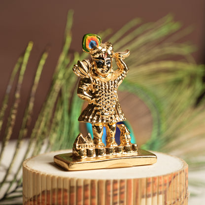Divine 24K Gold-Plated Govardhan Krishna Idol - 2 Inch | Symbol of Protection & Divine Love