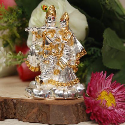 Radha Krishna Idol with 999 Silver & 24K Gold Plating | Symbol of Divine Love & Serenity