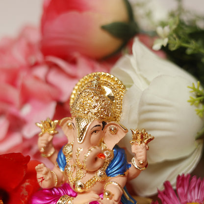 24K Gold-Plated Handcrafted Lord Ganesha Idol with Vibrant Colors | Symbol of Prosperity, Wisdom & New Beginnings