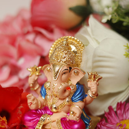 24K Gold-Plated Handcrafted Lord Ganesha Idol with Vibrant Colors | Symbol of Prosperity, Wisdom & New Beginnings