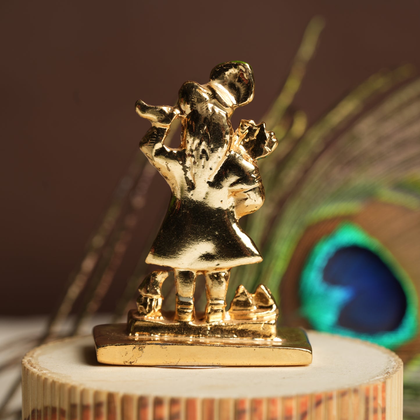 Divine 24K Gold-Plated Govardhan Krishna Idol - 2 Inch | Symbol of Protection & Divine Love