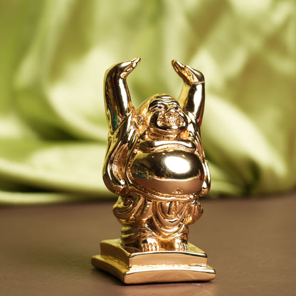 Golden Laughing Buddha Figurine - 4 Inches | Symbol of Prosperity, Wealth & Happiness