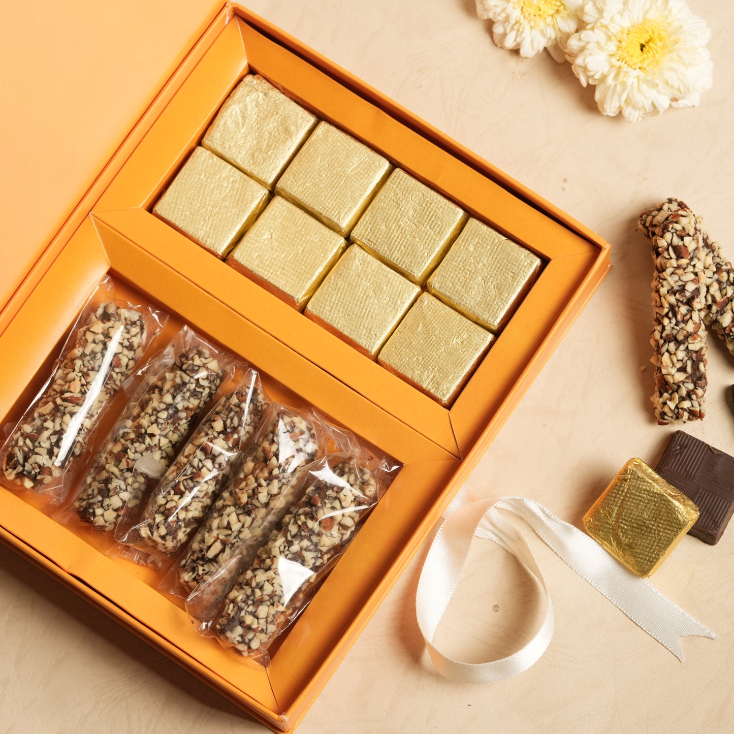 Premium Almond Delight Box by GiftMorre | 8 Almond Rocks + 5 Almond Roca | Chocolate Nut Gift Set