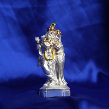 Exclusive Matte Silver-Plated Radha Krishna Figurine