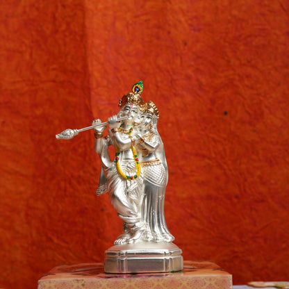 Exclusive Matte Silver-Plated Radha Krishna Figurine