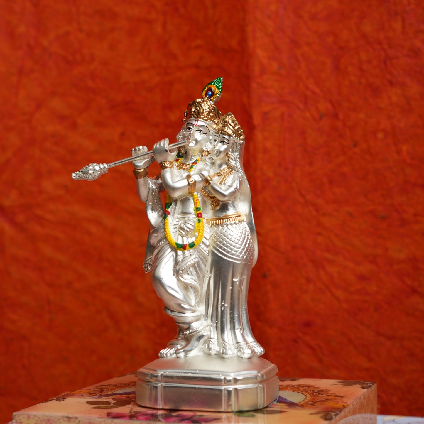 Exclusive Matte Silver-Plated Radha Krishna Figurine