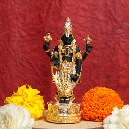 Handcrafted Lord Balaji Statue with 999 Silver & 24K Gold Plating | Spiritual Prosperity & Divine Presence