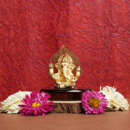 24K Gold-Plated Lord Ganesha Idol with Tree of Life Arch | Divine Prosperity & Wisdom Symbol