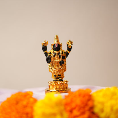 24K Gold Balaji Statue | Lord Venkateswara Statue with Divine Gold Detailing for Home & Spiritual Spaces