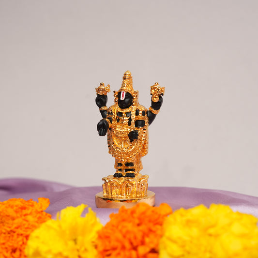 24K Gold-Plated Handcrafted Lord Venkateswara (Balaji) Idol | Divine Blessings of Peace & Prosperity